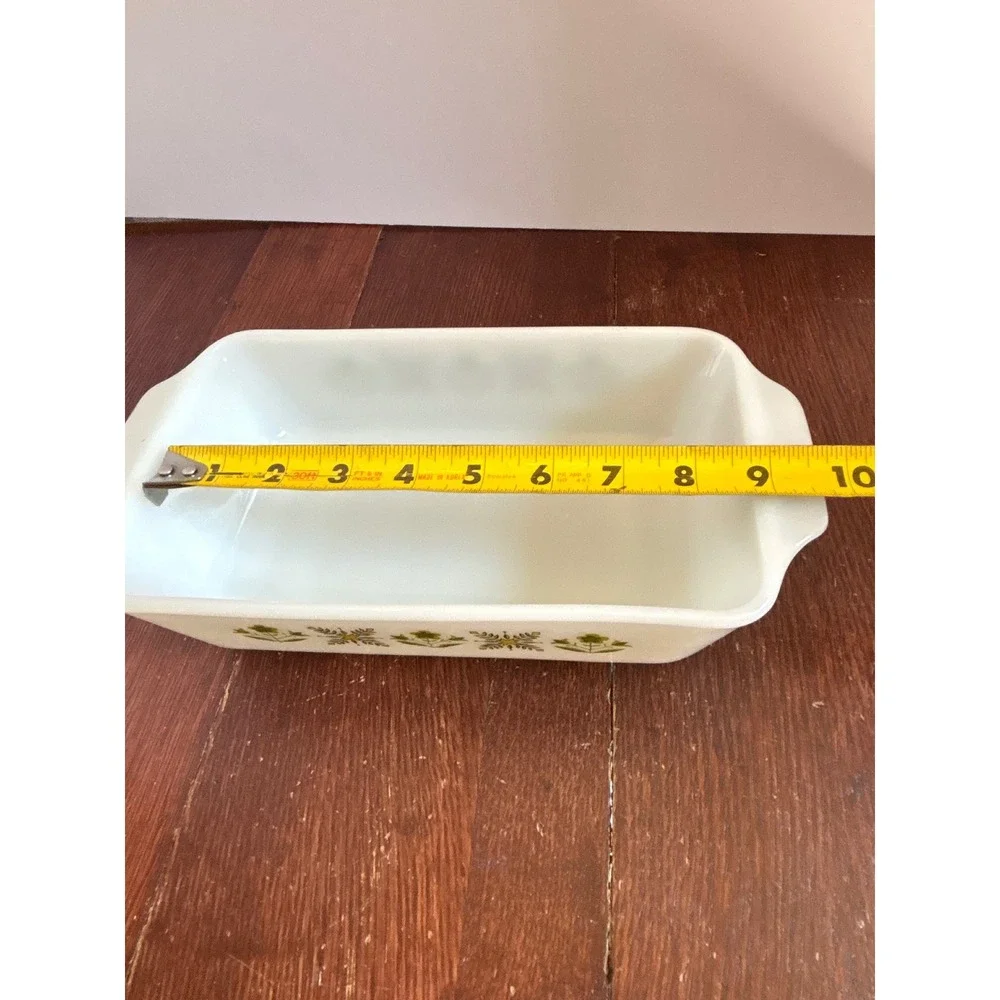 Vintage Anchor Hocking Fire-King Meadow Green Milk Glass Loaf Pan 441 1.5 Qt